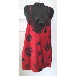 Victoria’s Secret Vintage 90's Slip Dress Chemise Medium Red Floral Negligee